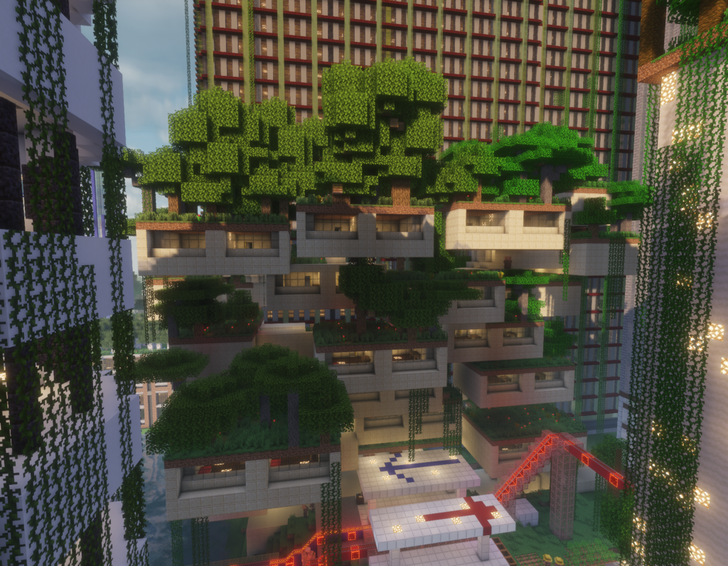 a sort of brutalist-esque apartment complex